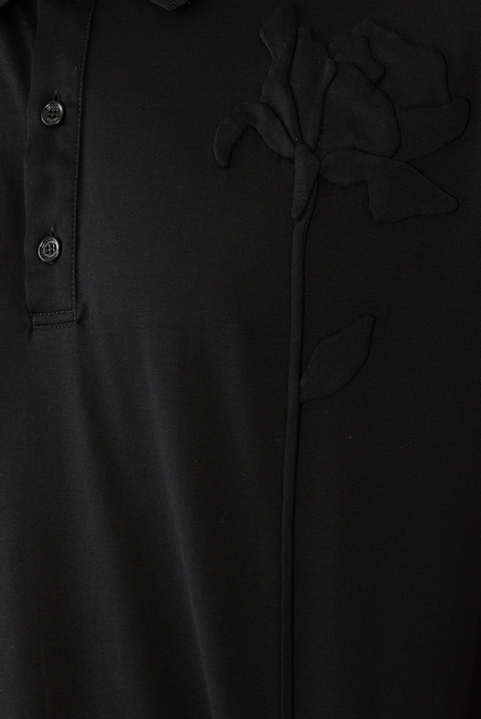 Flower Embroidered Polo Shirt